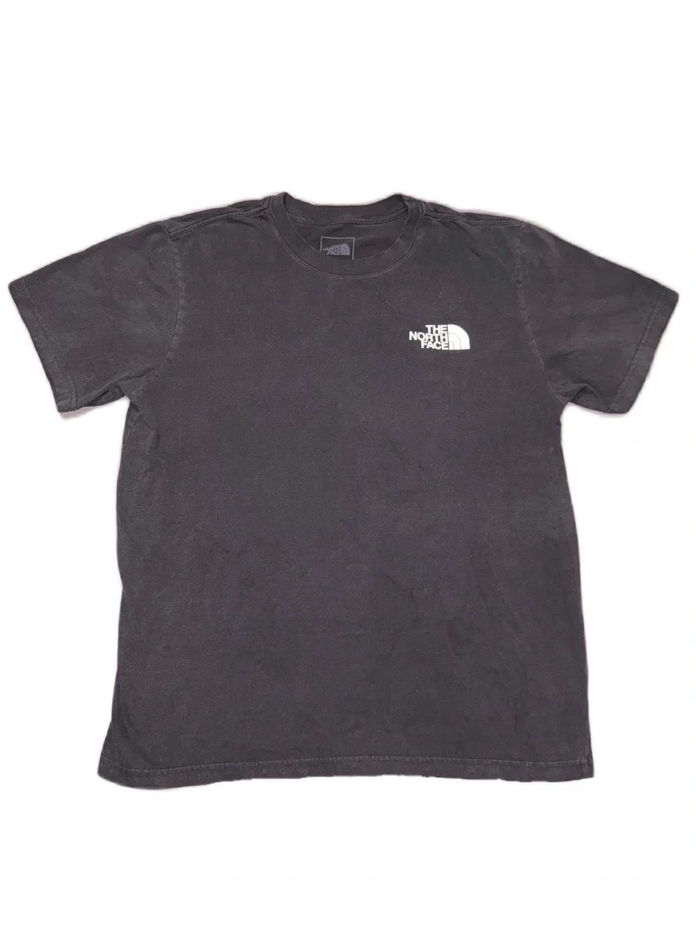 The North Face XL Black Tee White Logo Square Design Cotton Never Stop Exploring